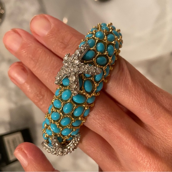 Kenneth Jay Lane Turquoise and Crystal stone bracelet - Picture 3 of 6